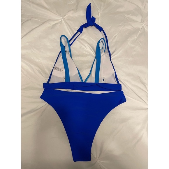 Bright Blue Multicolor Block Bikini Set - Picture 8 of 8